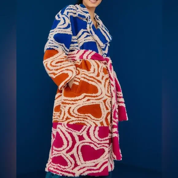 Farm Rio Multicolored Hearts Fleece Coat - Picture 4 of 15